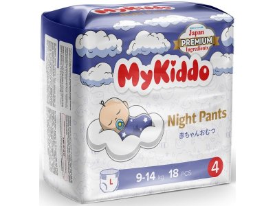 Подгузники-трусики ночные Mykiddo night L (9-14 кг) 18 шт. 1-00387920_1