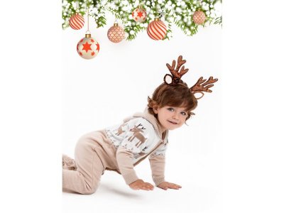 Комбинезон вязаный с капюшоном AmaroBaby Pure Love Christmas Deer 1-00388333_2