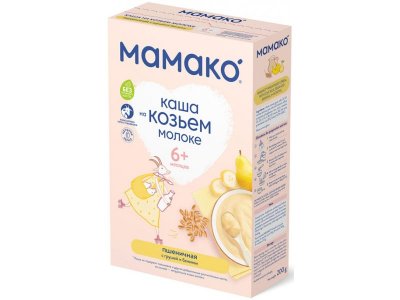 Каша Мамако пшеничная с грушей и бананом на козьем молоке 200 г 1-00011072_1