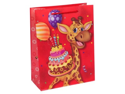 Пакет подарочный Dream cards Жирафик на дне рождения 31*40*12 см 1-00390257_1