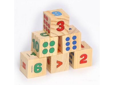 Кубики из натурального дерева Лесная мастерская Учим цифры 1-00390302_2
