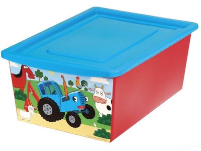 Ящик для игрушек с крышкой Соломон Синий трактор, 30 л 1-00390899_1