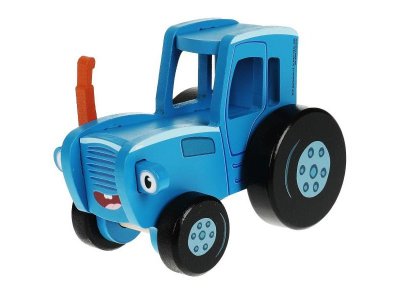 Игрушка из дерева Буратино Синий Трактор Каталка объемная 12 см 1-00390953_1