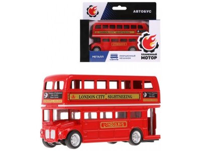 Игрушка Пламенный мотор Лондонский двухэтажный автобус, инерционная, металл 1-00391029_1