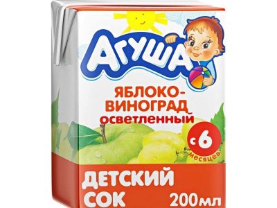 Сок Агуша осветленный Яблоко виноград 200 мл 1-00393033_1