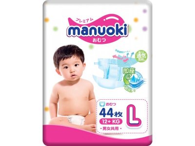 Подгузники Manuoki Ultrathin, размер L (12+ кг), 44 шт. 1-00395644_1