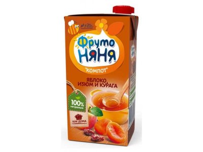 Компот ФрутоНяня Яблоко, изюм и курага, 0,5 л 1-00396578_1