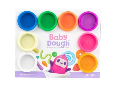Тесто для лепки BabyDough набор 8 цветов, яркие 1-00400526_3