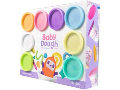Тесто для лепки BabyDough набор 8 цветов, пастельные 1-00400527_1