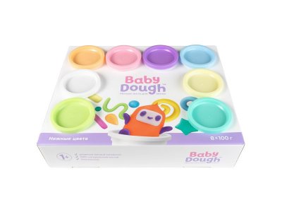 Тесто для лепки BabyDough набор 8 цветов, пастельные 1-00400527_2