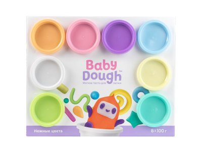 Тесто для лепки BabyDough набор 8 цветов, пастельные 1-00400527_3