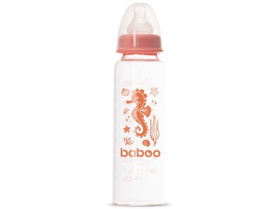 Бутылочка Baboo Sea life (узкая) с силиконовой соской, стекло 240 мл 1-00402763_1