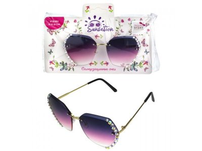 Солнцезащитные очки Lukky Fashion с декором из страз, фантазийная форма 1-00403642_1