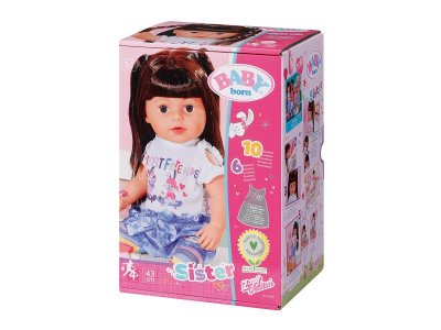 Кукла интерактивная Zapf Baby born Сестричка Брюнетка аксессуарами, 43 см 1-00405396_8