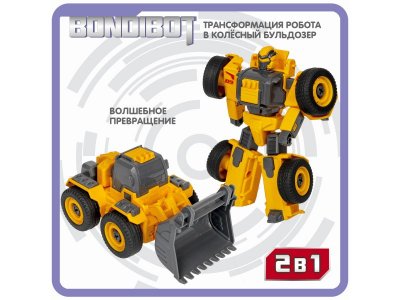 Трансформер-конструктор Bondibon Bondibot с отверткой, 2в1 колёсный бульдозер-робот 1-00405812_4