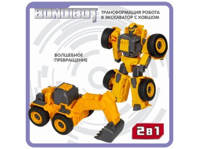 Трансформер-конструктор Bondibon Bondibot с отверткой, 2в1 экскаватор c ковшом-робот 1-00405813_9
