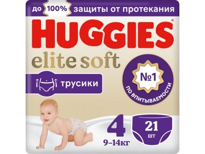 Подгузники-трусики Huggies Elite Soft 4 9-14 кг, 21 шт. 1-00191175_4