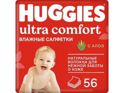 Салфетки влажные Huggies Ultra Comfort Алоэ, 56 шт. 1-00339489_1