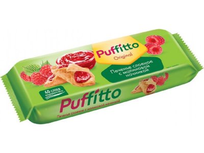 Печенье слоеное Puffitto с малиновой начинкой 125 г 1-00410230_1