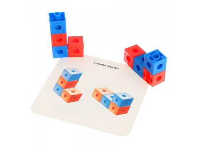 Набор обучающий  IQ-Zabiaka Кубики-конструктор: Логика и внимание, с заданиями, 50 кубиков 1-00411371_2