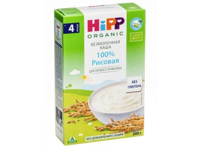 Каша Hipp, безмолочная зерновая органическая рисовая 200 г 1-00001714_1