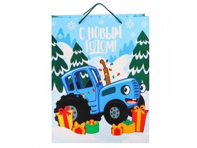 Пакет подарочный Синий трактор С Новым годом!, 31*40*11,5 см 1-00416433_2