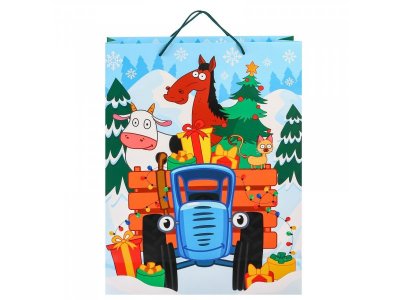 Пакет подарочный Синий трактор С Новым годом!, 31*40*11,5 см 1-00416433_4