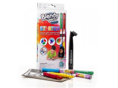 Набор фломастеров-хамелеонов Blendy pens (4 шт.) c раскрасками, трафаретами и аэрографом 1-00416296_1