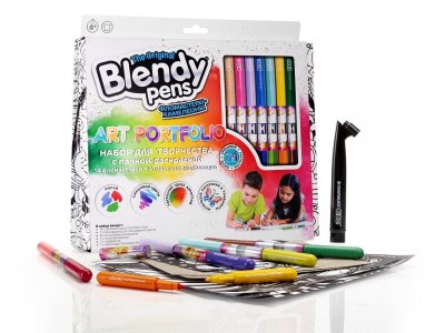 Набор фломастеров-хамелеонов Blendy pens (14 шт.) c раскрасками, трафаретами и аэрографом 1-00416298_1