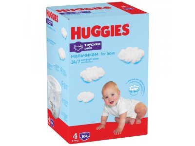 Подгузники-трусики для мальчиков Huggies 4 9-14 кг, 104 шт. 1-00228101_2