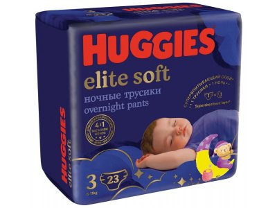 Подгузники-трусики Huggies Elite Soft ночные 3 6-11кг, 23 шт. 1-00255572_2
