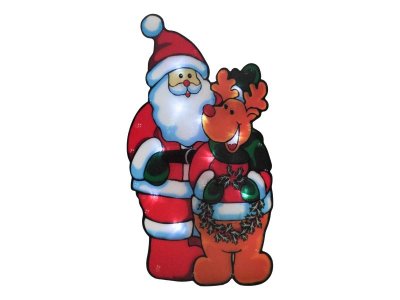 Фигура светящаяся Devilon на окно/стену, Ёлка, Дед мороз и Олень, Дед мороз и Снеговик 1-00417411_1