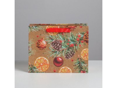 Пакет подарочный Дарите Счастье Новогодние шарики 23*18*10 см 1-00417224_2