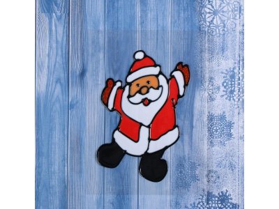 Наклейка на стекло Зимнее волшебство Дед Мороз счастливчик 10*13 см 1-00417238_1
