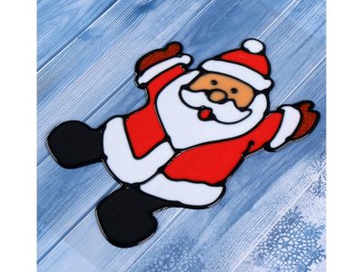 Наклейка на стекло Зимнее волшебство Дед Мороз счастливчик 10*13 см 1-00417238_2