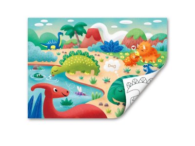 Пазл Hape Динозавры серия Умняша 2в1 (пазл и раскраска в рамке) 1-00418179_3