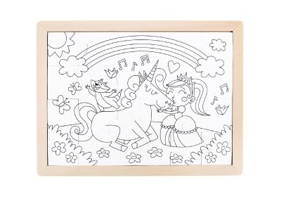 Пазл Hape Единорог и принцесса - Вместе навсегда серия Умняша 2в1 (пазл и раскраска в рамке) 1-00418180_3