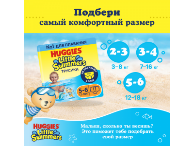 Подгузники-трусики Huggies Little Swimmers для плавания 5-6 12-18 кг, 11 шт. 1-00191179_13