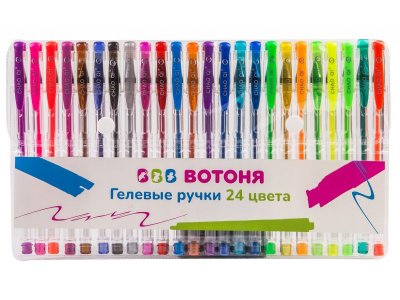 Ручки гелевые Вотоня цветные 24 шт., 15 см 1-00412612_1