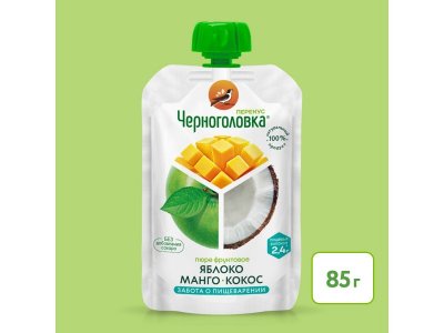 Пюре Черноголовка перекус Яблоко, манго, кокос  85 г 1-00402819_1