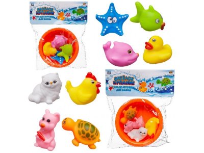 Игрушки для ванны Abtoys Веселое купание, 4 предмета и ванночка 1-00346199_1