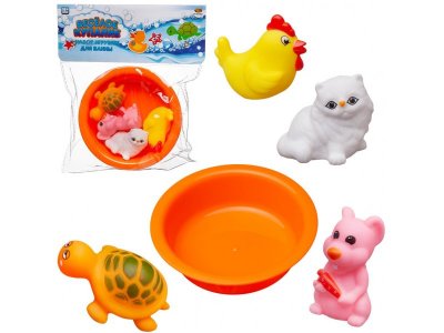 Игрушки для ванны Abtoys Веселое купание, 4 предмета и ванночка 1-00346199_4