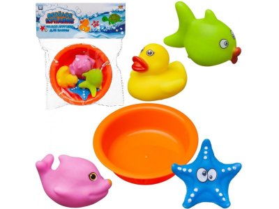 Игрушки для ванны Abtoys Веселое купание, 4 предмета и ванночка 1-00346199_5