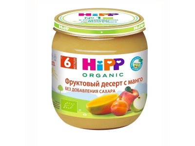 Пюре Hipp Фруктовый десерт с манго 100 г 1-00423931_1