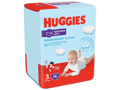 Подгузники-трусики для мальчиков Huggies 3 6-11 кг, 19 шт. 1-00227191_2