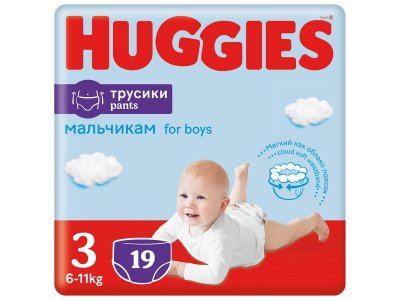 Подгузники-трусики для мальчиков Huggies 3 6-11 кг, 19 шт. 1-00227191_1