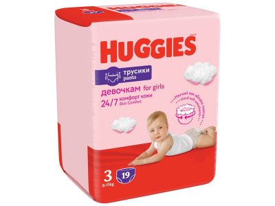 Подгузники-трусики для девочек Huggies 3 6-11 кг, 19 шт. 1-00227192_2