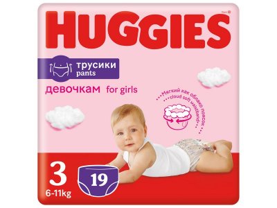 Подгузники-трусики для девочек Huggies 3 6-11 кг, 19 шт. 1-00227192_1