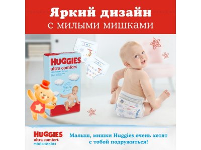 Подгузники Huggies Ultra Comfort для мальчиков 3 5-9 кг, 94 шт. 1-00103159_10