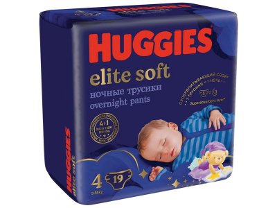 Подгузники-трусики Huggies Elite Soft ночные 4 9-14 кг, 19 шт. 1-00251471_2